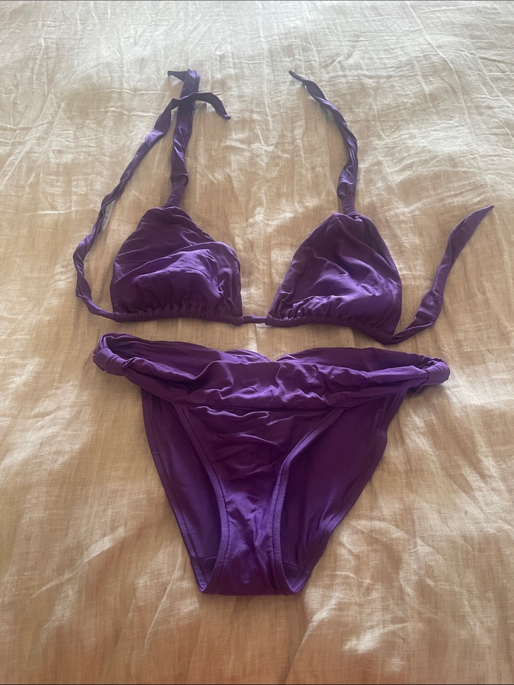Purple Tie-Strap Women’s Bikini Set